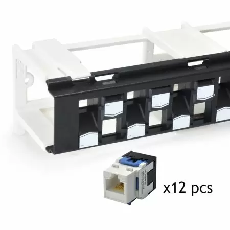 Category 6A - Unshielded TIA Cat 6A Component-Rated Wall-Mount Patch Panel loaded with Top-Entry Jacks (KHA Series), 89D Bracket Included